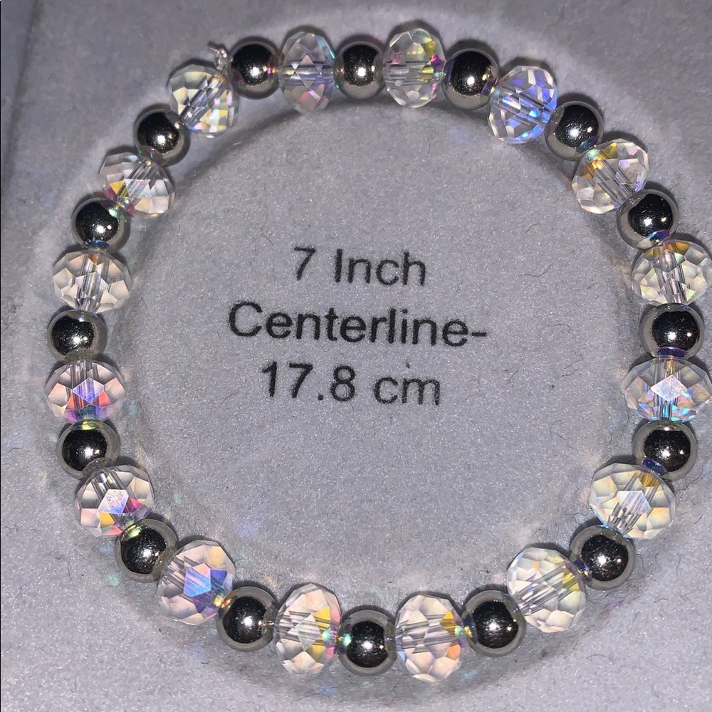 Aurora borealis Crystal and Silver stretch Bracelet